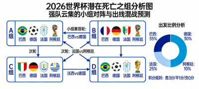 2026世界杯潜在死亡之组分析图，预测强队云集的小组对阵与出线混战