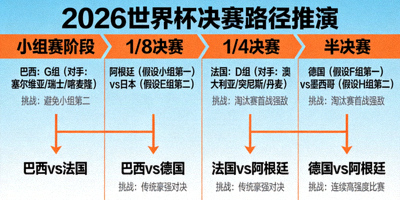 2026世界杯决赛路径推演图，展示各强队通往决赛的可能路线与挑战