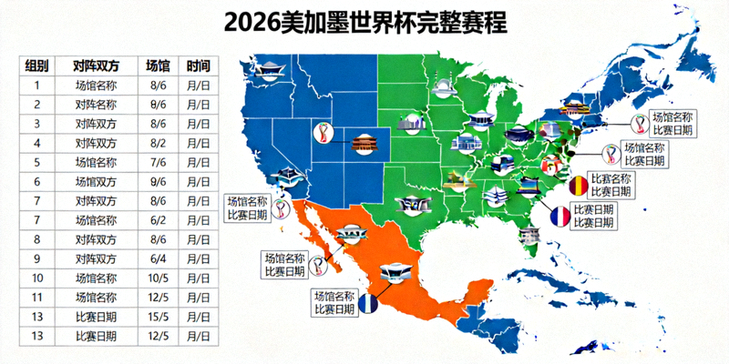 2026美加墨世界杯完整赛程地图展示所有比赛场馆和日期