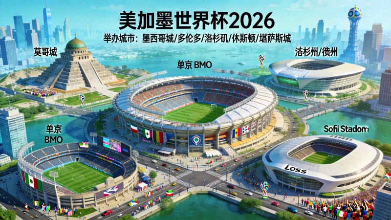 美加墨世界杯2026举办城市和体育场馆全景展示